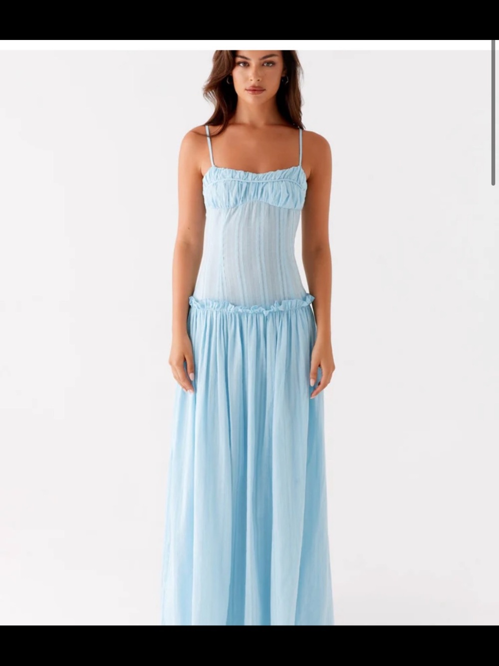 PepperMayo Jacinta Light Blue Women's Sheer Slip Dress with Spaghetti Straps
